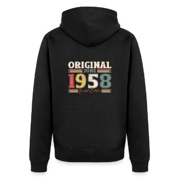 Original Juin 1958 Millésime 1958 Anniversaire 1958 - Veste à capuche bio Premium Unisexe - noir - Dos - Nico (187cm)