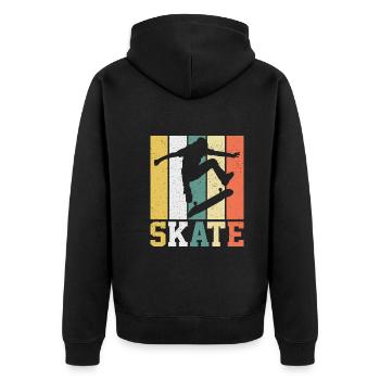 Vintage Skate Spieler - Unisex Premium Bio Zip Hoodie - Schwarz - Hinten - Nico (187cm)