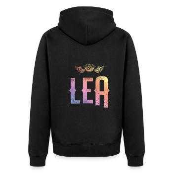Leah - Unisex Premium Organic Zip Hoodie - black - Back - Nico (187cm)
