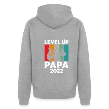 Niveau Supérieur Papa 2022 - Veste à capuche bio Premium Unisexe - gris chiné - Dos - Nico (187cm)