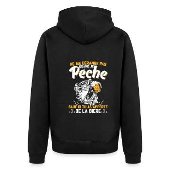 Ne Me Dérange Pas Quand Je Pêche Cadeau Pêcheur - Veste à capuche bio Premium Unisexe - noir - Dos - Nico (187cm)
