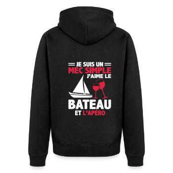 Je Suis Un Mec Simple J'aime Le Bateau Et L'apéro - Veste à capuche bio Premium Unisexe - noir - Dos - Nico (187cm)