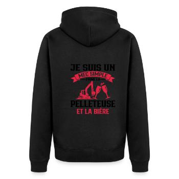 Un Mec Simple J'aime La Pelleteuse Et La Bière - Veste à capuche bio Premium Unisexe - noir - Dos - Nico (187cm)