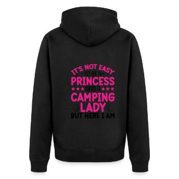 Je Suis Une Princesse Et Une Dame De Camping - Veste à capuche bio Premium Unisexe - noir - Dos - Nico (187cm)