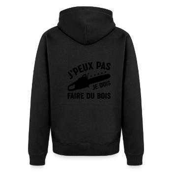 Je Peux Pas Je Dois Faire Du Bois - Veste à capuche bio Premium Unisexe - noir - Dos - Nico (187cm)