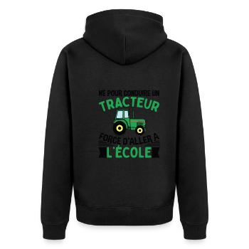 Forcé D'aller À L'école Cadeau Tracteur - Veste à capuche bio Premium Unisexe - noir - Dos - Nico (187cm)