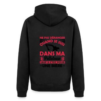 Pelleteuse Et Bière - Veste à capuche bio Premium Unisexe - noir - Dos - Nico (187cm)