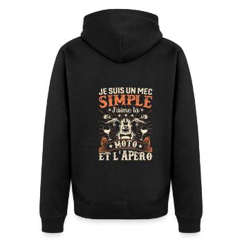 J'aime La Moto Et L'apéro - Veste à capuche bio Premium Unisexe - noir - Dos - Nico (187cm)