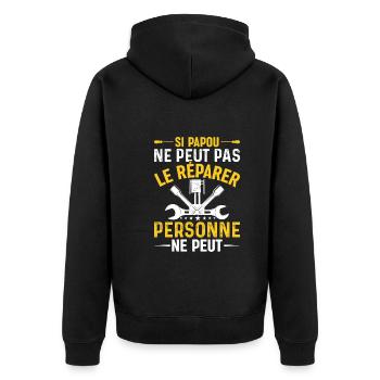 Si Papou Ne Peut Pas Le Réparer Personne Ne Peut - Veste à capuche bio Premium Unisexe - noir - Dos - Nico (187cm)