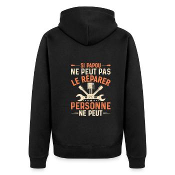 Si Papou Ne Peut Pas Le Réparer - Veste à capuche bio Premium Unisexe - noir - Dos - Nico (187cm)
