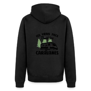 Les Vrais Mecs Trient Des Caravanes - Veste à capuche bio Premium Unisexe - noir - Dos - Nico (187cm)