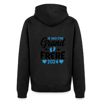 Je Vais Être Grand Frère 2024 - Veste à capuche bio Premium Unisexe - noir - Dos - Nico (187cm)