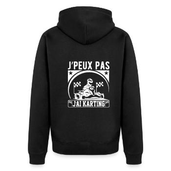 Ich kann nicht Karting haben - Unisex Premium Bio Zip Hoodie - Schwarz - Hinten - Nico (187cm)