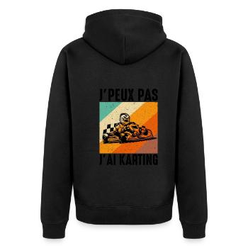 Ich kann nicht Karting haben - Unisex Premium Bio Zip Hoodie - Schwarz - Hinten - Nico (187cm)