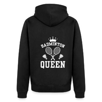 Badminton Queen - The Queen Of Badminton - Unisex Premium Organic Zip Hoodie - black - Back - Nico (187cm)