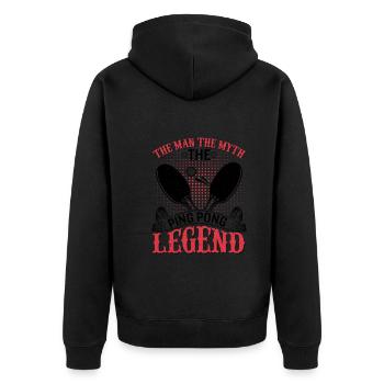 The Man The Myth The Legend Of Ping-Pong - Unisex Premium Organic Zip Hoodie - black - Back - Nico (187cm)