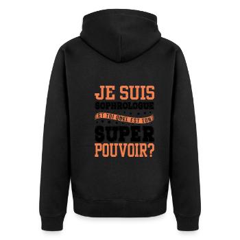 Je Suis Sophrologue Quel Est Ton Super Pouvoir - Veste à capuche bio Premium Unisexe - noir - Dos - Nico (187cm)