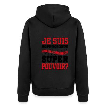 Je Suis Sophrologue Quel Est Ton Super Pouvoir - Veste à capuche bio Premium Unisexe - noir - Dos - Nico (187cm)