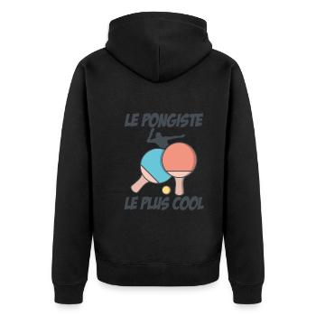 Le Pongiste Le Plus Cool - Veste à capuche bio Premium Unisexe - noir - Dos - Nico (187cm)