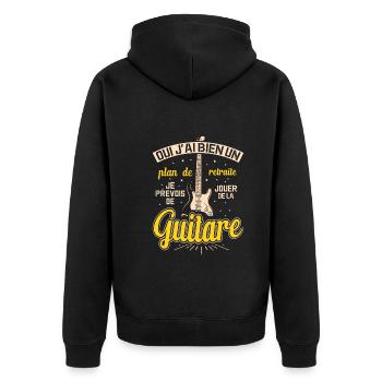 Mon Plan De Retraite C'est Jouer De Guitare - Veste à capuche bio Premium Unisexe - noir - Dos - Nico (187cm)