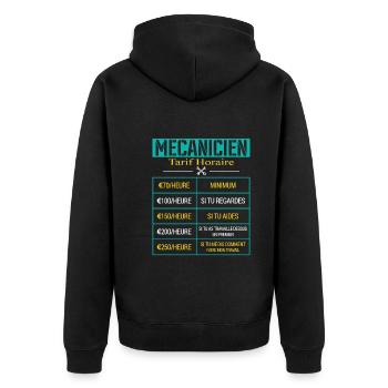 Tarif Horaire D'un Mécanicien Cadeau Humour - Veste à capuche bio Premium Unisexe - noir - Dos - Nico (187cm)