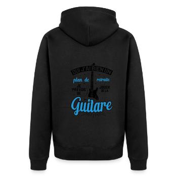 Mon Plan De Retraite C'est Jouer De Guitare - Veste à capuche bio Premium Unisexe - noir - Dos - Nico (187cm)