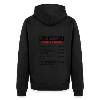 Tarif Horaire D'un Photographe - Veste à capuche bio Premium Unisexe - noir - Dos - Nico (187cm)