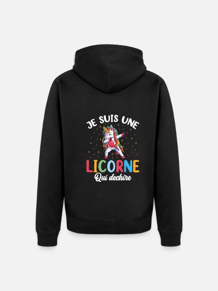 Je Suis Une Licorne Qui Déchire - Veste à capuche bio Premium Unisexe - noir