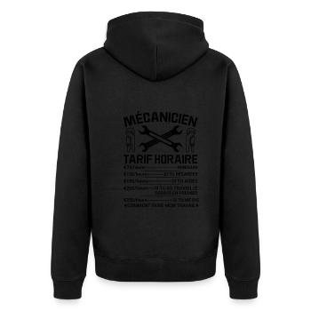 Mécanicien Tarif Horaire, Attention - Veste à capuche bio Premium Unisexe - noir - Dos - Nico (187cm)
