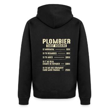 Le Tarif Horaire D'un Plombier - Veste à capuche bio Premium Unisexe - noir - Dos - Nico (187cm)