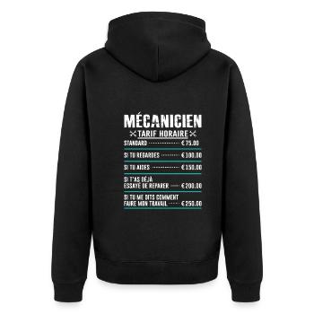 Le Tarif Horaire D'un Mécanicien - Veste à capuche bio Premium Unisexe - noir - Dos - Nico (187cm)