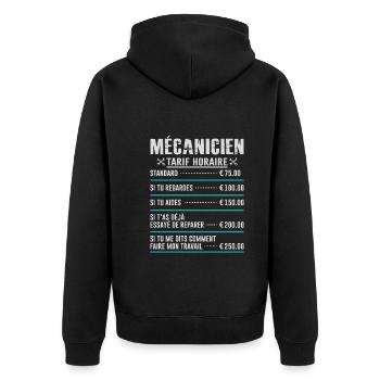 Le Tarif Horaire D'un Mécanicien - Veste à capuche bio Premium Unisexe - noir - Dos - Nico (187cm)