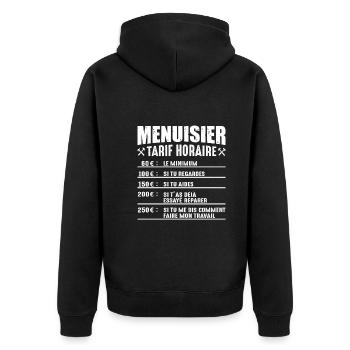 Le Tarif Horaire D'un Menuisier - Veste à capuche bio Premium Unisexe - noir - Dos - Nico (187cm)