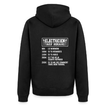 Le Tarif Horaire D'un Électricien - Veste à capuche bio Premium Unisexe - noir - Dos - Nico (187cm)