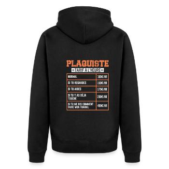Le Tarif Horaire D'un Plaquiste - Veste à capuche bio Premium Unisexe - noir - Dos - Nico (187cm)