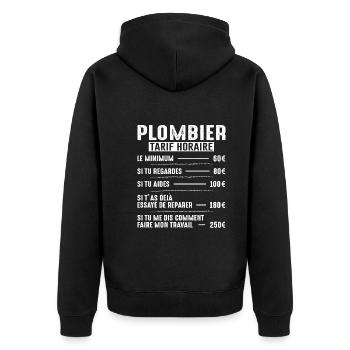 Le Tarif Horaire D'un Plombier - Veste à capuche bio Premium Unisexe - noir - Dos - Nico (187cm)