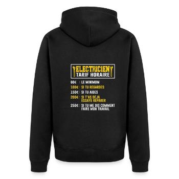 Le Tarif Horaire D'un Électricien - Veste à capuche bio Premium Unisexe - noir - Dos - Nico (187cm)