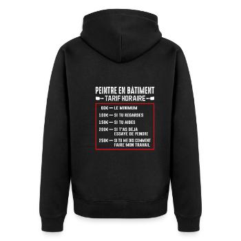 Peintre En Bâtiment Tarif Horaire - Veste à capuche bio Premium Unisexe - noir - Dos - Nico (187cm)