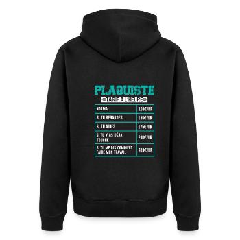 Le Tarif Horaire D'un Plaquiste - Veste à capuche bio Premium Unisexe - noir - Dos - Nico (187cm)