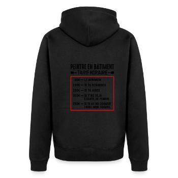 Peintre En Bâtiment Tarif Horaire - Veste à capuche bio Premium Unisexe - noir - Dos - Nico (187cm)