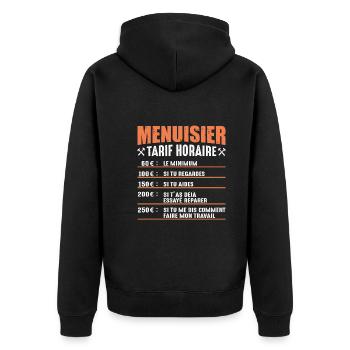 Le Tarif Horaire D'un Menuisier - Veste à capuche bio Premium Unisexe - noir - Dos - Nico (187cm)