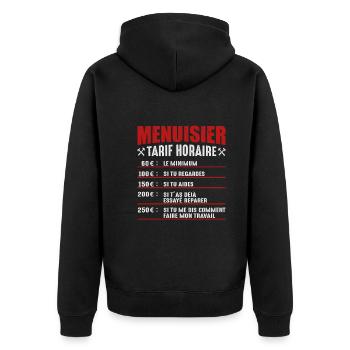 Le Tarif Horaire D'un Menuisier - Veste à capuche bio Premium Unisexe - noir - Dos - Nico (187cm)