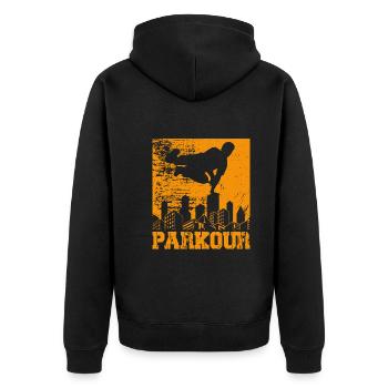 Parkour - Unisex Premium Organic Zip Hoodie - black - Back - Nico (187cm)