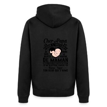 Naissance Enceinte Humour Idée Cadeau Papa Amour - Veste à capuche bio Premium Unisexe - noir - Dos - Nico (187cm)