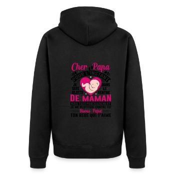 Naissance Enceinte Humour Idée Cadeau Papa Amour - Veste à capuche bio Premium Unisexe - noir - Dos - Nico (187cm)