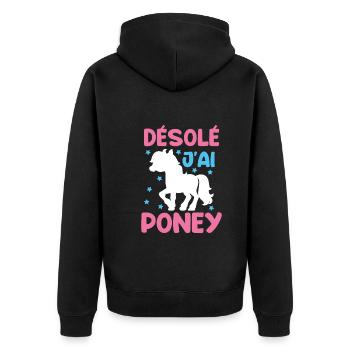 Cheval Poney Équitation Anniversaire Licorne Pony - Veste à capuche bio Premium Unisexe - noir - Dos - Nico (187cm)