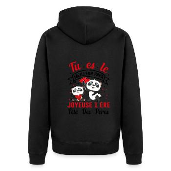 Papa Idée Cadeau Anniversaire Humour Noël Amour - Veste à capuche bio Premium Unisexe - noir - Dos - Nico (187cm)