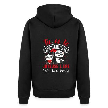 Papa Idée Cadeau Anniversaire Humour Noël Amour - Veste à capuche bio Premium Unisexe - noir - Dos - Nico (187cm)