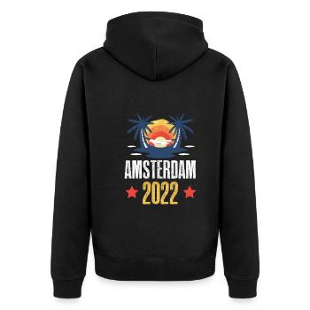 Amsterdam 2022 - Unisex Premium Organic Zip Hoodie - black - Back - Nico (187cm)