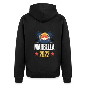 Marbella 2022 - Unisex Premium Bio Zip Hoodie - Schwarz - Hinten - Nico (187cm)